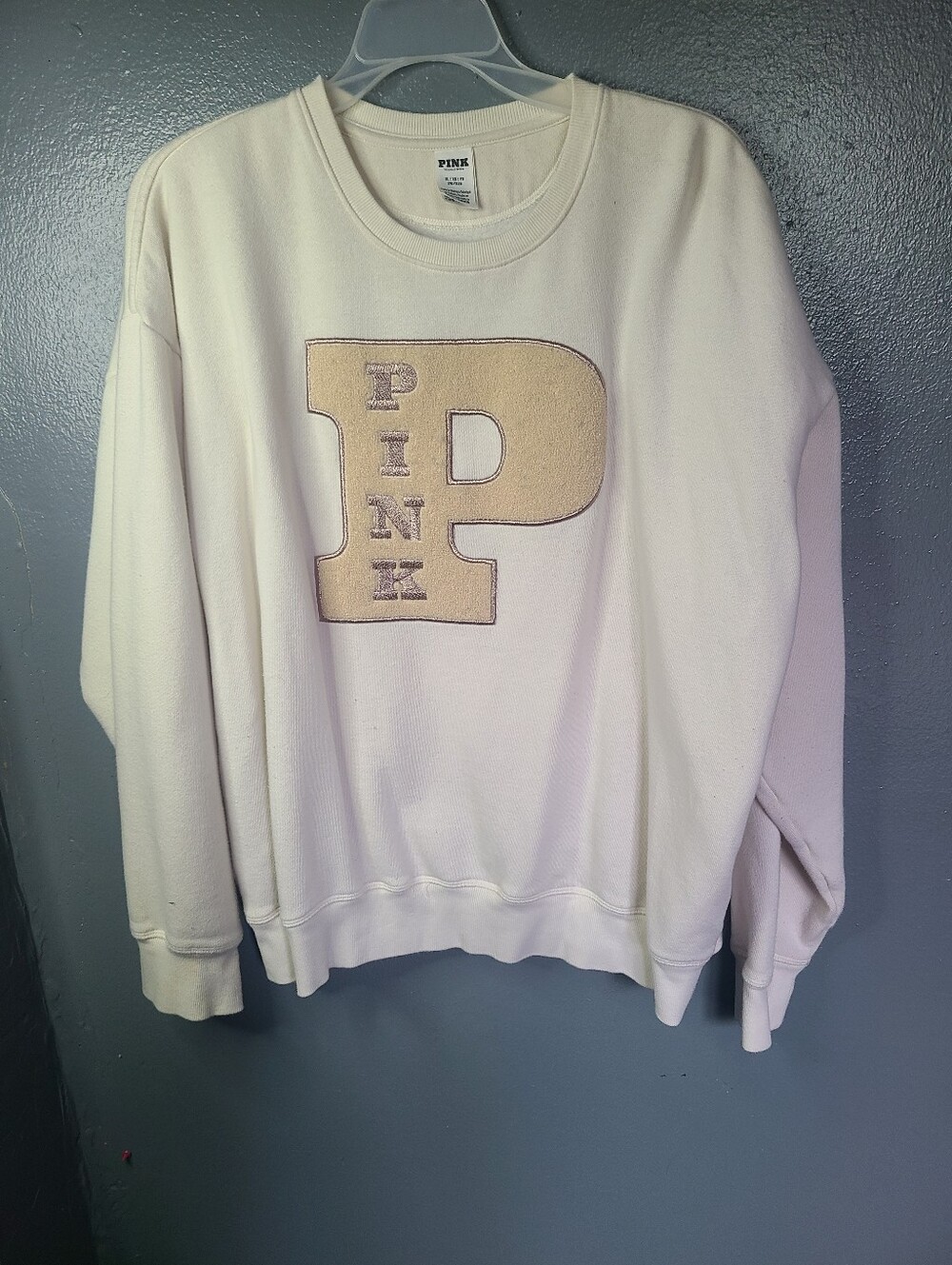 PINK Cream Crewneck Sweatshirt with Large